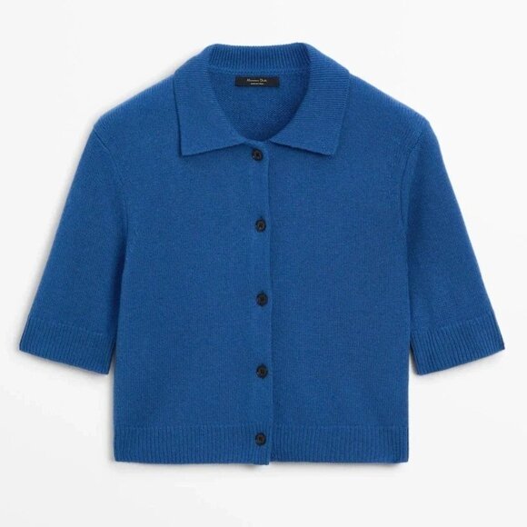 Massimo Dutti Womens Cardigan Sweater Small Blue Knit Wool Cashmere 5749/639 NWT - Picture 2 of 14